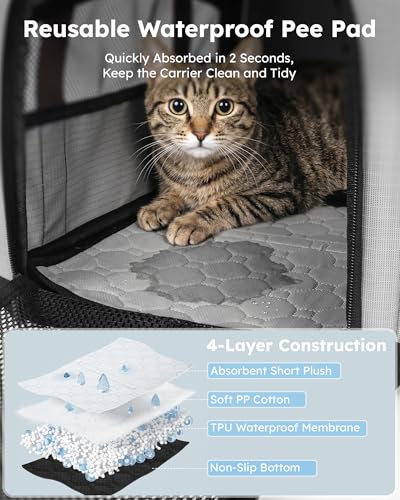 pecute Trasportino Gatto Estensibile e Pieghevole, Trasportino per Gatti e Cani Piccola Taglia fino a 6kg, Borsa da Trasporto Haustier Robusta e Leggera con Amaca e Ciotola, Ideale per Viaggi e Auto | Trasportino per gatti, leggero, pieghevole, per gatti e cani di piccola taglia, stabile, grande spazio