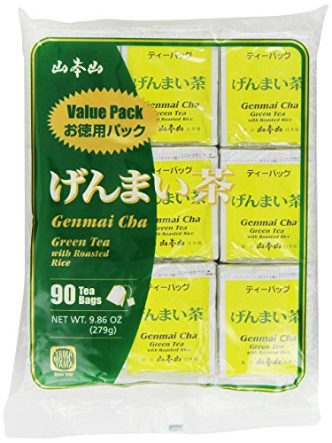 Click Here to See More Images Yamamotoyama Genmai Cha Roasted Brown Rice Green Tea Value Pack, 90 Count Tea Bags, Net Wt. 9.86-Ounce