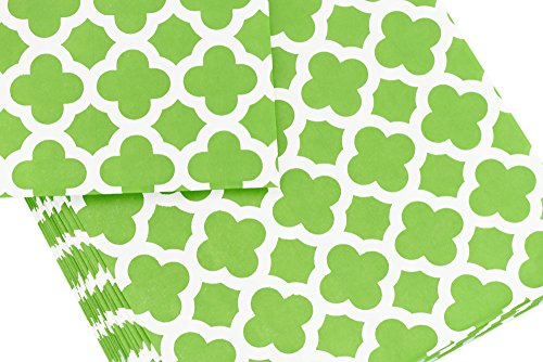 FiveSeasonStuff Greaseproof Paper Bags for Food Candy Goodies Gift Party Wedding Favors Birthday Baby Shower Buffets Picnics BBQ Arts & Crafts DIY Retail (5.12''x 7'') — PACK 100 (Green, Mix Patterns)