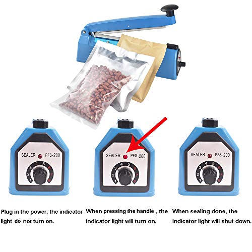8 inches Impulse Bag Sealer Heat Sealing Machine with Extra Replacement Element Grip Blue - Thumbnail 4