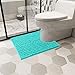 Yimobra Toilet Rug U Shaped Washable 24x20 Inch - Ultra Soft Absorbent Chenille Bath Rugs for Toilet, Quick Dry & Machine Washable, Non Slip Contour Bathroom Mat, Lake Blue