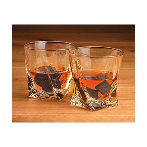 WOMA Whisky Steine Set I 8 Kühlwürfel aus Basalt inkl. Samtbeutel, 4 Whiskey Gläser & hochwertiger Holzbox I Wiederverwendbare Eiswürfel für Whiskey Wodka Gin Rum Tequila & Cocktails – Bild 6