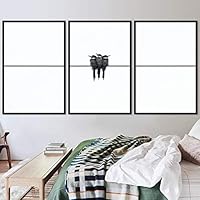 3 Piece Framed Canvas Wall Art Black and White Birds Canvas Prints Home Artwork Decoration for Living Room,Bedroom - 16