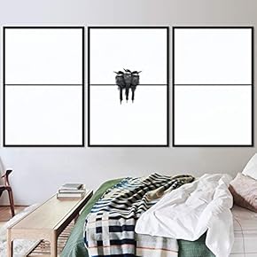 signwin 3 Piece Framed Canvas Wall Art Black...