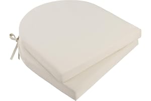 Topotdor Outdoor Chair Cushions Set of 2, Waterproof Patio Chair Cushions for Outdoor Furniture, Round Corner Seat Chair Pads with Ties for Patio Garden Dining Office, 19"x19"x2", Ivory White