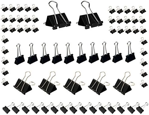 Mseeur72 Pieces Binder Clips Paper Binder Clips for Keeping Documents Together, Assorted Sizes, Black and Silver Color
