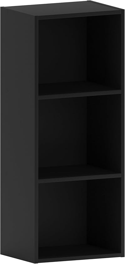 Vida Designs Oxford 3 Tier Cube Bookcase Black Wood Shelves 80cmH 32cmW 24cmD