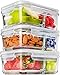 Prep Naturals Glass Meal Prep Containers Glass 2 Compartment (3 Pack) - Glass Food Storage Containers - Glass Storage Containers with Lids - Divided Glass Lunch Containers Food Container 24 Ounce