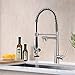 GICASA Copper Kitchen Faucet, Solid Brass Brushed Nickel Kitchen Faucet, Heavy Duty Spring Pre-Rinse Single Handle Kitchen Faucets with Pull Down Sprayer and Pot Filler, Commercial Style Sink Faucet
