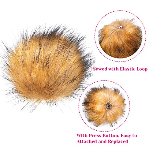 image for Anezus 18 Pieces Faux Fox Fur Pom Pom Ball with Press Button and Sewin