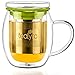 Tealyra - Venus 400ml - Tea Cup Infuser - Double Wall Glass Tea Cup with Lid and Stainless Steel Infuser Basket - Perfect Tea Mug for Office and Home Uses for Loose Leaf Tea Steeping - 13.5-ounce