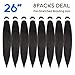 ROSDINA Pre-stretched Braiding Hair - 26 Inch 8 Packs Natural Black Super Long Braiding Hair For Twist or Box Braids, Yaki Texture Hot Water Setting Synthetic Braiding Hair Extensions (26 Inch, 1B-8P)