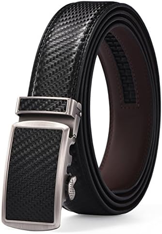 Xhtang Men's Solid Buckle with Automatic Ratchet Leather Belt 35mm Wide 1 3/8"