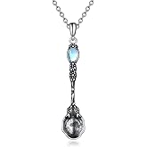 POPLYKE Spoon Necklace Sterling Silver Mini Teaspoon Pendant Necklace for Women Men Jewelry Gifts