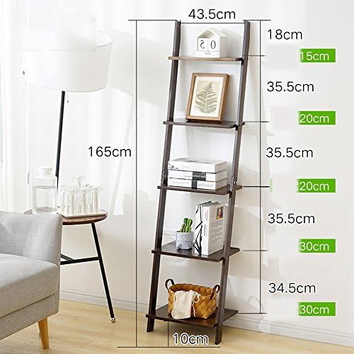Shelving MEIDUO 4 Tier Bookcase White Ladder Shelf Unit Display Shelves Storage Leaning Bookshelf Sturdy, Modern & Multi Use for any Rooms Indoor very durable (Color : Walnut color)