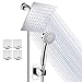 High Pressure 8'' Rainfall Stainless Steel Shower Head/Handheld Combo with 60'' Hose Anti-leak Shower Head with Holder, Flow Regulator, Chrome, 4 Shower Hooks
