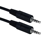 QVS 3.5MM Male to 3.5MM Male 3-Ring MINI-Stereo Audio Cable 6 FT. - Black