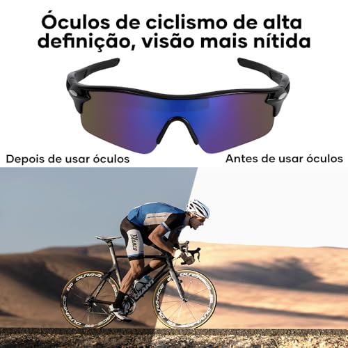 Trailabo Óculos de Sol Esportivos, Óculos de Ciclismo, Proteção UV, com Lentes Âmbar e Cinza, Polarizadas, Adequadas para Ciclismo, Corrida e Atividades ao Ar Livre