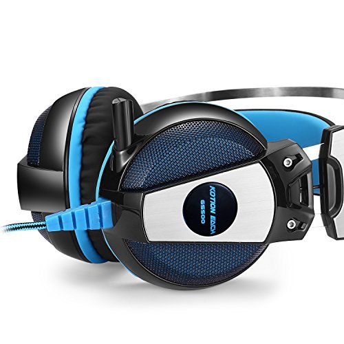 KOTION EACH GS500 Professional 3.5mm PC Stereo Gaming Headset, Bass Headphones, Comfortable Headband with in-line Mic, Integrated Microphone, LED Light for PS4 PC Computer Laptop Mobile Phones (Blue)