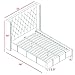 Meridian Furniture Aiden Collection Modern | Contemporary Velvet Upholstered Bed with Deep Button Tufting, Solid Wood Frame, and Custom Chrome Legs, Queen, Navy