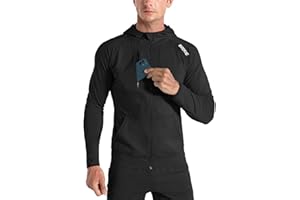 BROKIG Mens WindBreak Lightweight Running Jackets with Zip Pocket, Workout Track Hoodie Athletic Gym Sweatshirts Men