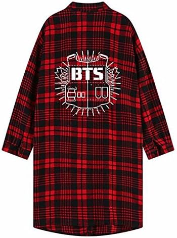 VANGULL Women BTS Cotton Long Sleeve Blouse Plaid Sweatshirt T-Shirt Vintage Loose