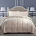 SUPERIOR Classic All-Season Reversible Comforter, Comfy, Fluffy, Cozy, Lightweight, Decorative, Duvet Insert, Plush, Oversized Bedding, Box Quilt Design, 4 Corner Loops, Full/Queen, Ivory