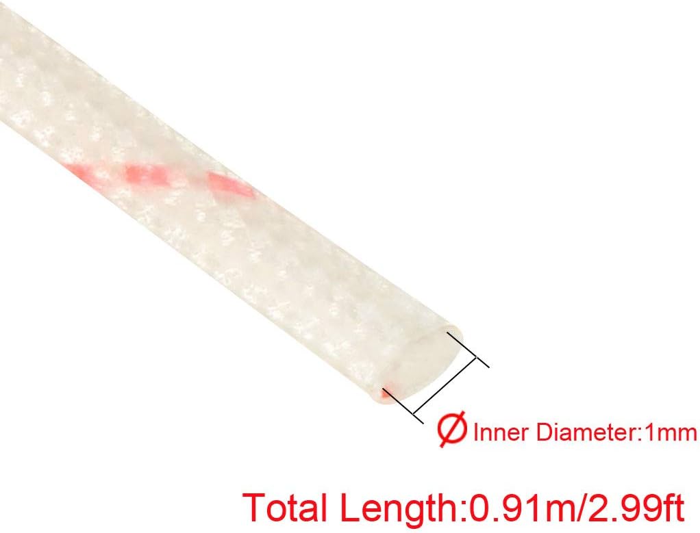 sourcing map Fiberglass Heat Shield Sleeve 1mm ID Adjustable PVC Silicone Fiberglass Sleeve Pipe, Red, 1mm(ID)x910mm(L) - Image 3