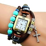 R.M. Fashion Lady Weave Leather wrap around Bracelet Watch,C26
