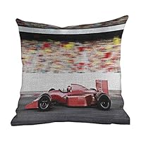 Matt Flowe Hidden Zippered Pillowcas Cars,Sports Theme Red Race Car Side View on a Track Leading The Pack with Motion Blur,Gray Red Black,Decorative Pillow Case Home Decor Square 18"x18"inch