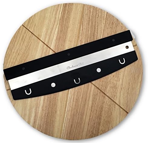 Checkered Chef Premium Pizza Cutter and Cutting Board Set - Rocker Blade With Protective Cover And Round Wooden Pizza Board