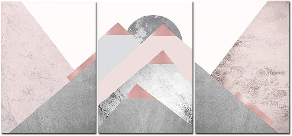 Set of 3 Mountains Posters and Prints Blush Pink Grey Wall Art Abstract Canvas Painting Scandinavian Modern Poster Wall Decor (50x70cmx3 / no frame)