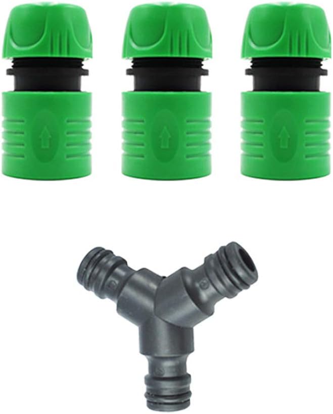 T&F Plastic Garden Hose End Connector for 1/2 Inch Hose Pipe Quick Connector 3 way Y Connector, Green