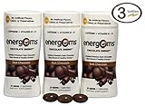 Energems Energy Boost Gems, 3 Bottle Pack (63 Gems), Dark Chocolate
