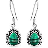 Green Malachite Earrings for Women 925 Sterling Silver Handmade Drop Dangle Earrings for Women Malachite Jewelry Birthday Christmas Gifts for Women