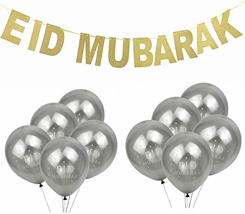 Drawingo 3Sets Eid Mubarak Gold String Flag 3M Id Al-Fitr Party Pennant Lesser Bairam Banner Hanging Garland Happy Eid Bunting Party Supplies Chocolate