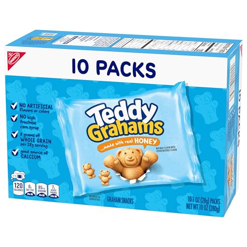 TEDDY GRAHAMS HONEY GRAHAM SNACKS, 10 KIDS SNACK PACKS