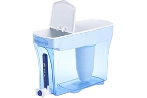 ZeroWater 30 Cup Ready-Pour 5-stage Water Filter Dispenser, NSF Certified To Reduce Lead, Other Heavy Metals And PFOA/PFOS, White And Blue