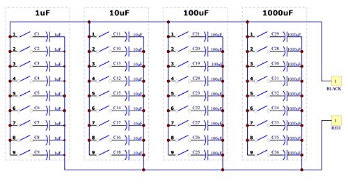 Electronics-Salon 1uF to 9999uF Step-1uF Four Decade Programmable Capacitor Board.