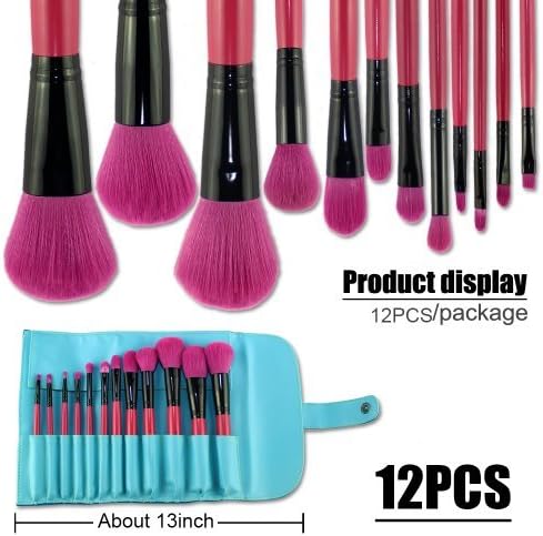 Phileex Professional 13 PCs Makeup Brush Set/kit with Pouch,Set of 12 Peachblow Brushes and 1 Peacock Blue Pouch