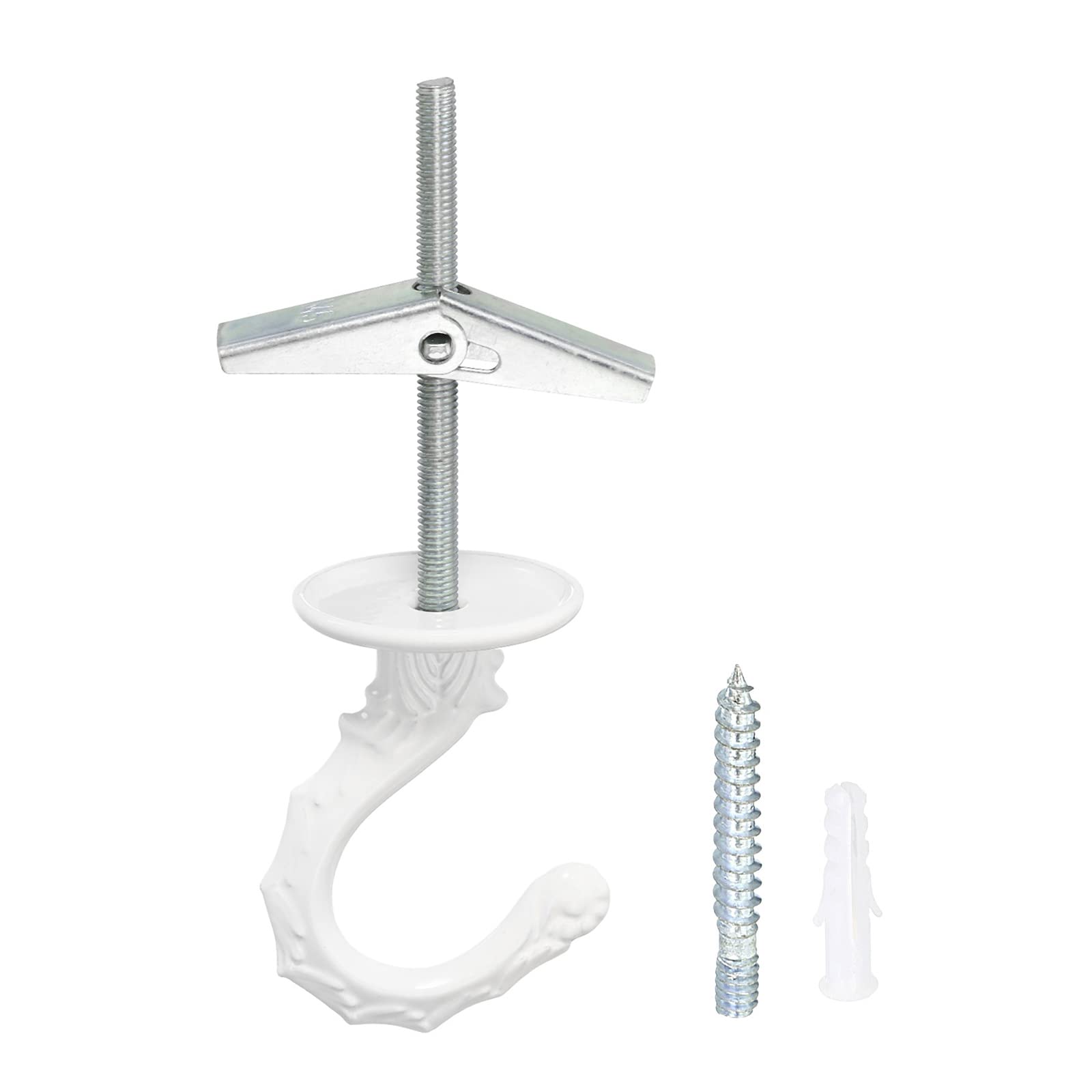 YOKIVE 2 Set Ceiling Hook Kit, Heavy Swag Hanging Hook with Mounting Screws Hanging Plants, Great for Office, Home, Daily Use (White, 2.2x1.6-Inch)