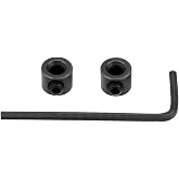uxcell 4mm Bore Drill Stop, Drill Bit Depth Holder, Set Screw Style, Black Oxide Carbon Steel, Pack of 2
