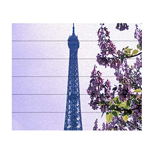 Trademark Fine Art ' Eiffel Tower with Blossoms ' Wood Slat by Kathy Yates 18x22