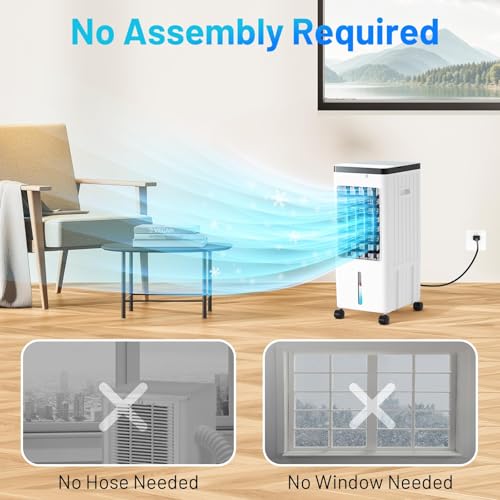 Portable Air Conditioners,Evaporative Swamp Air Cooler 3-in-1 Free Standing Cooling AC Unit with Fan & Humidifier,Windowless Portable AC Unit with Remote, Fast Cooling, 7H Timer for Bedroom,Office