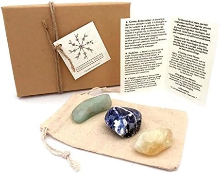 Confidence and Success Stone Gift Set by Cast of Stones - Citrine, Sodalite and Green Aventurine