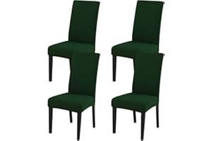 JQinHome Chair Covers for Dining Chairs, High Stretch Removable Washable Chair Protector Cover Set of 4, Chair Slipcovers for Dining Room, Kitchen,Home Party,Wedding Ceremony(Hunter Green, 4PC)