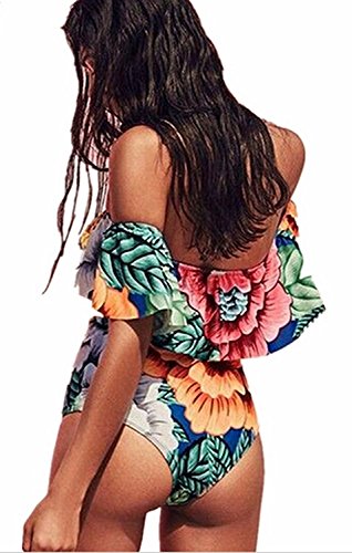 PiePieBuy Women A-Line Off Shoulder Sexy Ruffle Flounce Bikini African Swimsuit Swimwear Bathing Suit