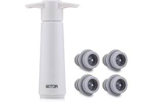 WOTOR Wine Saver Pump with 4 Vacuum Stoppers, Wine Stopper, Wine Preserver, Reusable Bottle Sealer Keeps Wine Fresh, White (Wine Pump + 4 stoppers)