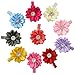 10pcs Toddlers Baby Girls Kids Teens Hair Bows Alligator Clips Flower Barrettes (Ribbon Flower with Rhintsone)