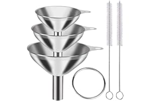 Metal Stainless Steel Funnel, Large Medium Small Funnel Set of 3, Food Grade Mini Funnels for Kitchen Use Filling Bottles Fla